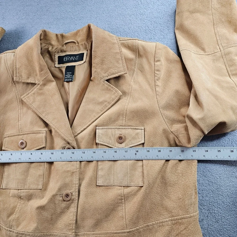 Lane Bryant Leather Jacket Womens 18/20 Brown Outer Shell Notch Lapel Button-Up - Picture 6 of 14